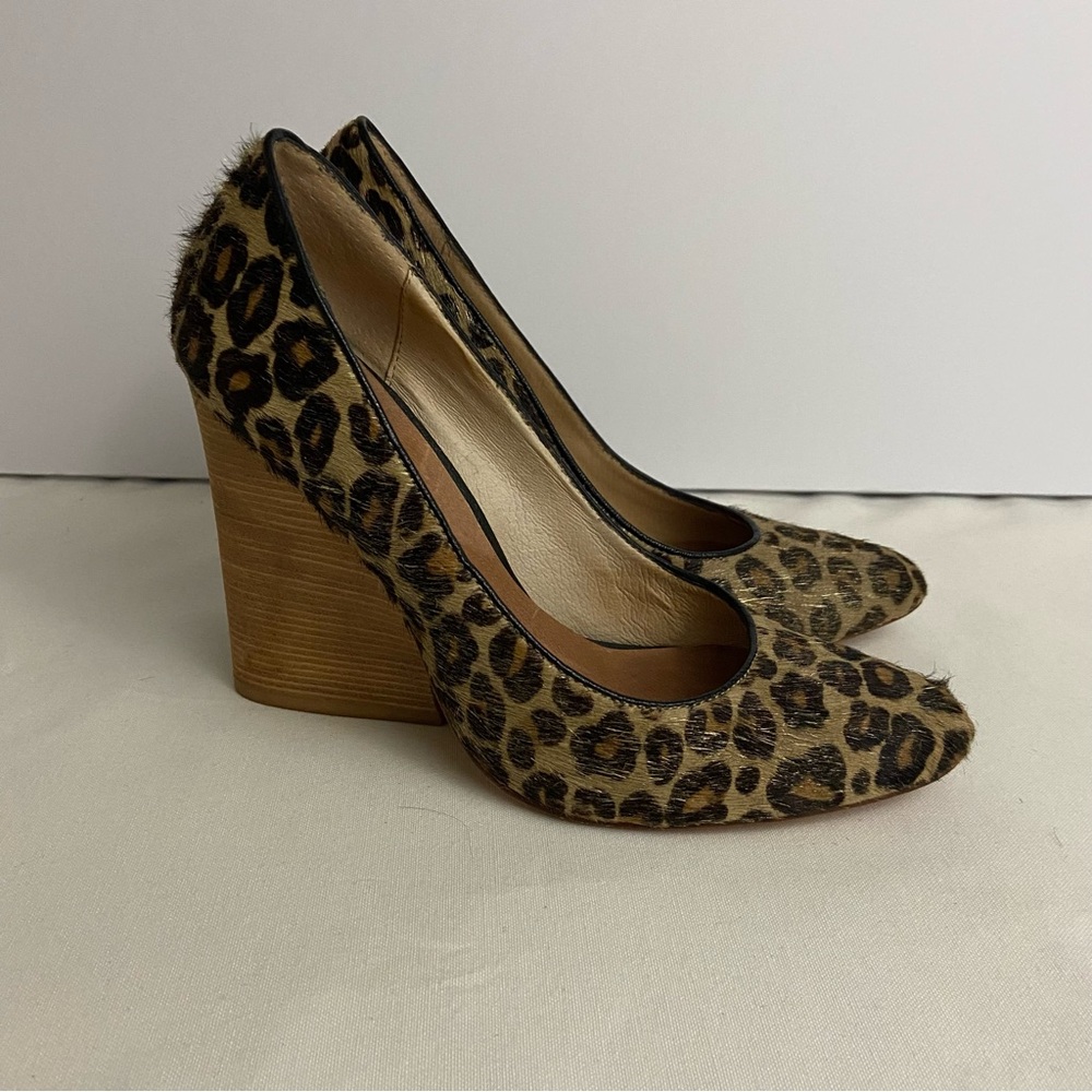 Matt Bernson- Pan Am Leopard Faux Fur Wedges- Size 6
